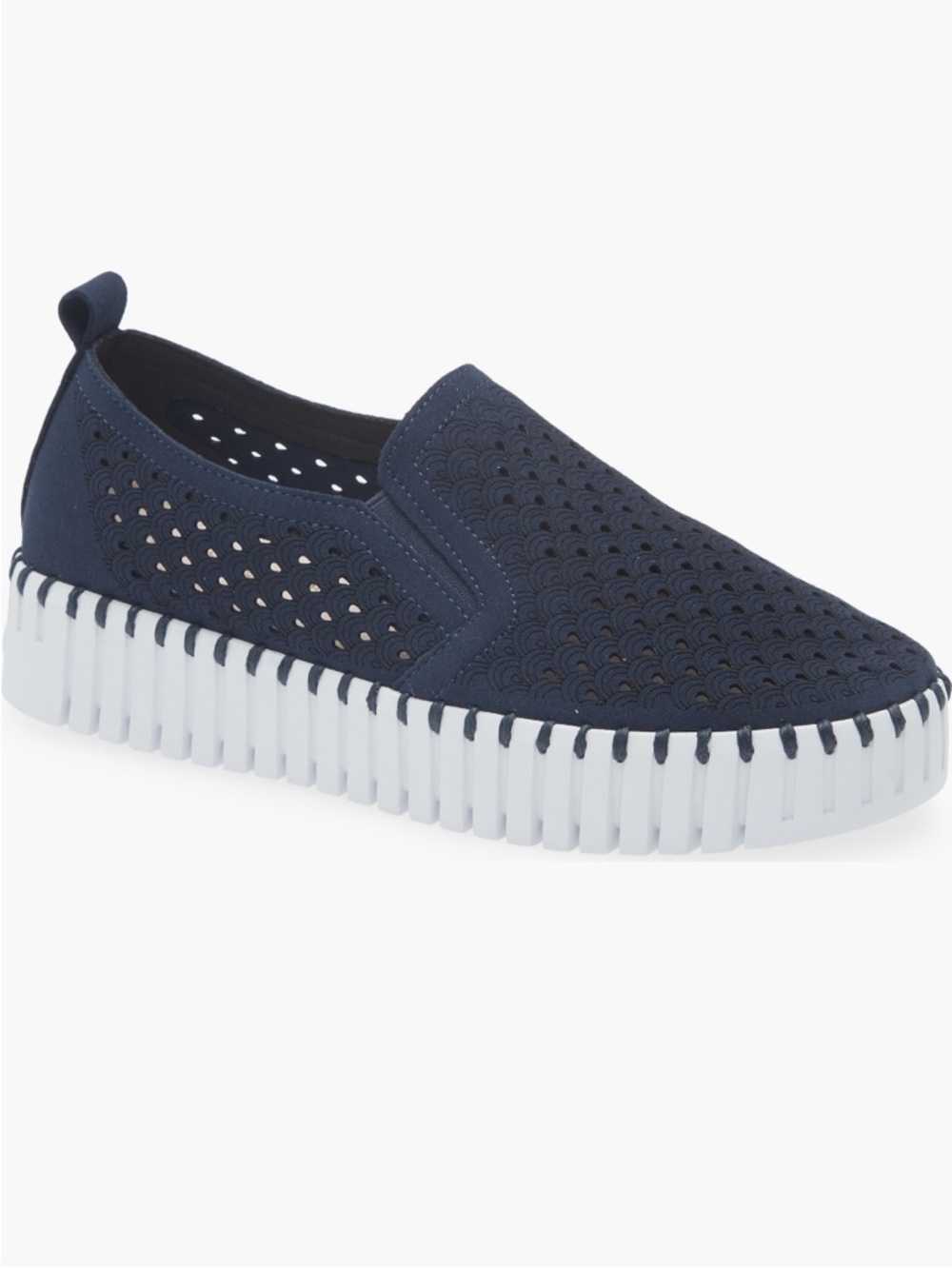 Ilse Jacobsen Navy “Tulip” Perforated Slip-On Platform Sneaker